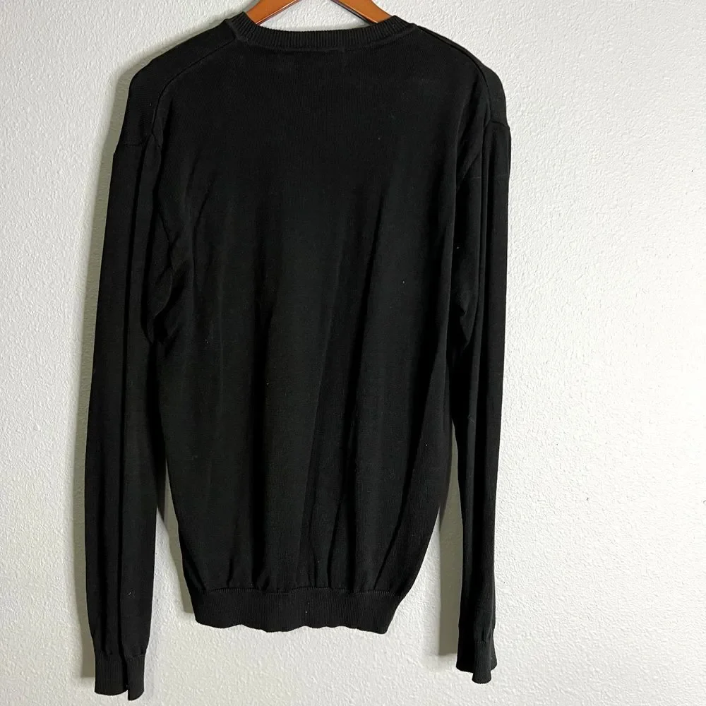 Axcess Mens Size Medium Black Argyle Black Crewneck Pullover Lightweight Sweater